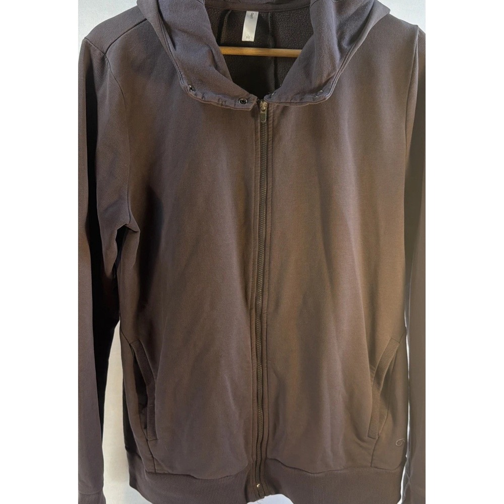 GapFit Women's High Cowl Collar Full Zip Activewear Hoodie Jacket Brown Size L